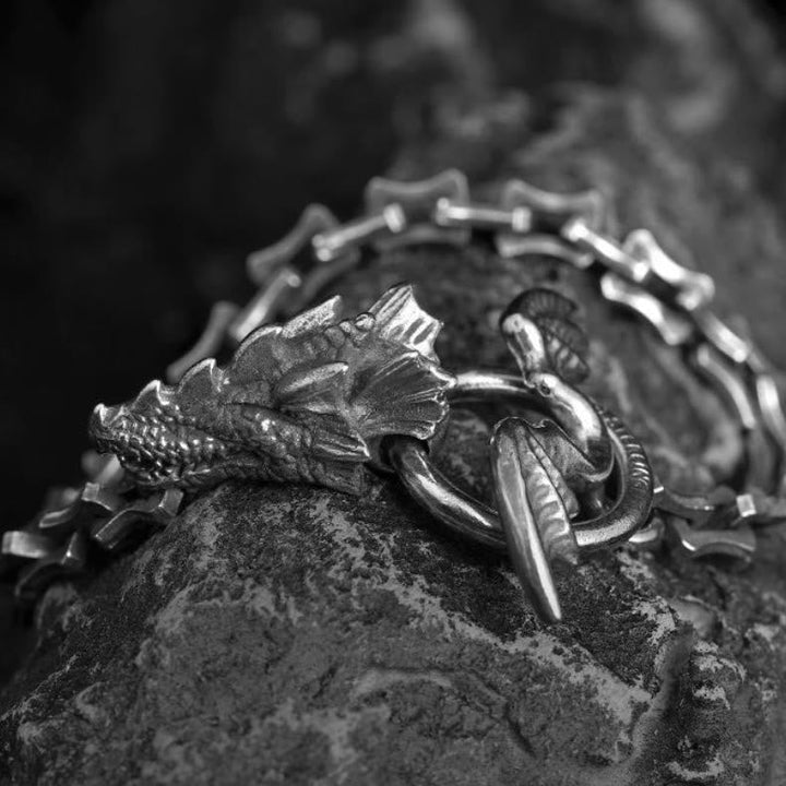Gothic Style Dragon Bone Chain Dragon Head Bracelet