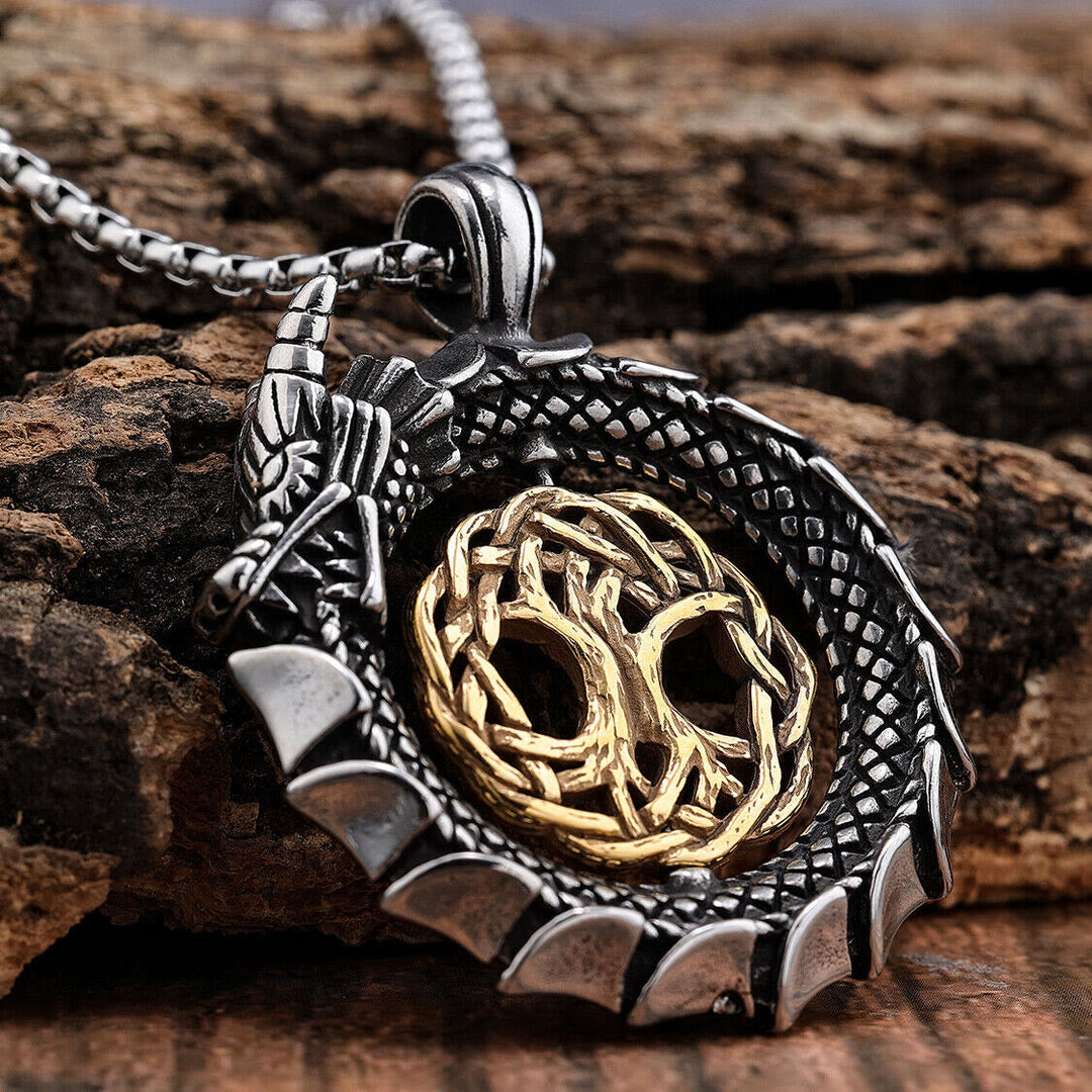Jormungandr Around Tree Of Life Necklace
