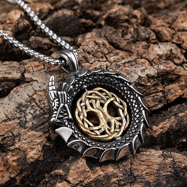 Jormungandr Around Tree Of Life Necklace