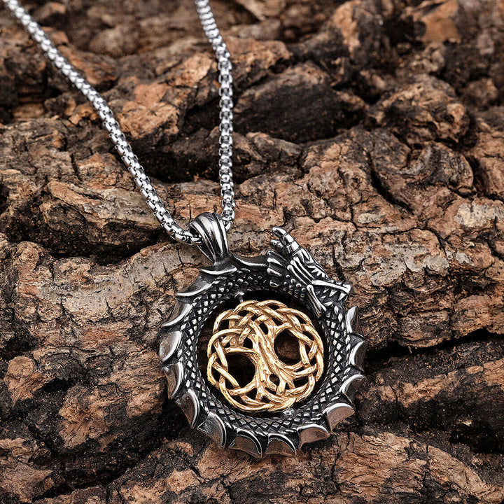 Jormungandr Around Tree Of Life Necklace
