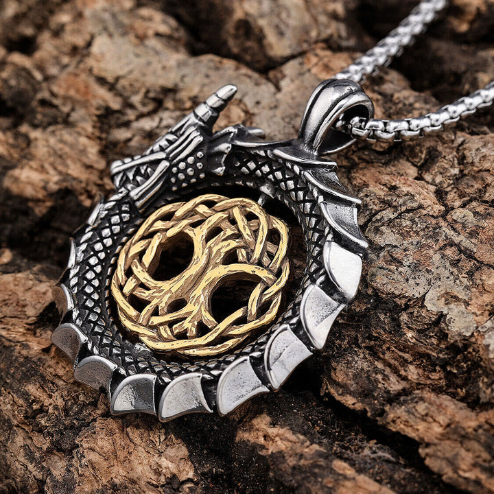 Jormungandr Around Tree Of Life Necklace