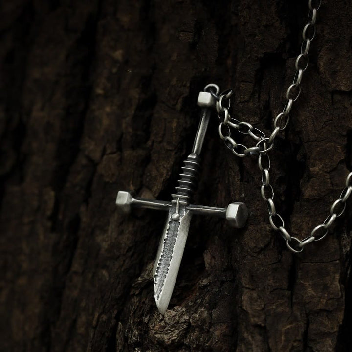 WorldNorse Cross Broken Holy Sword Unique Pin Badge Necklace