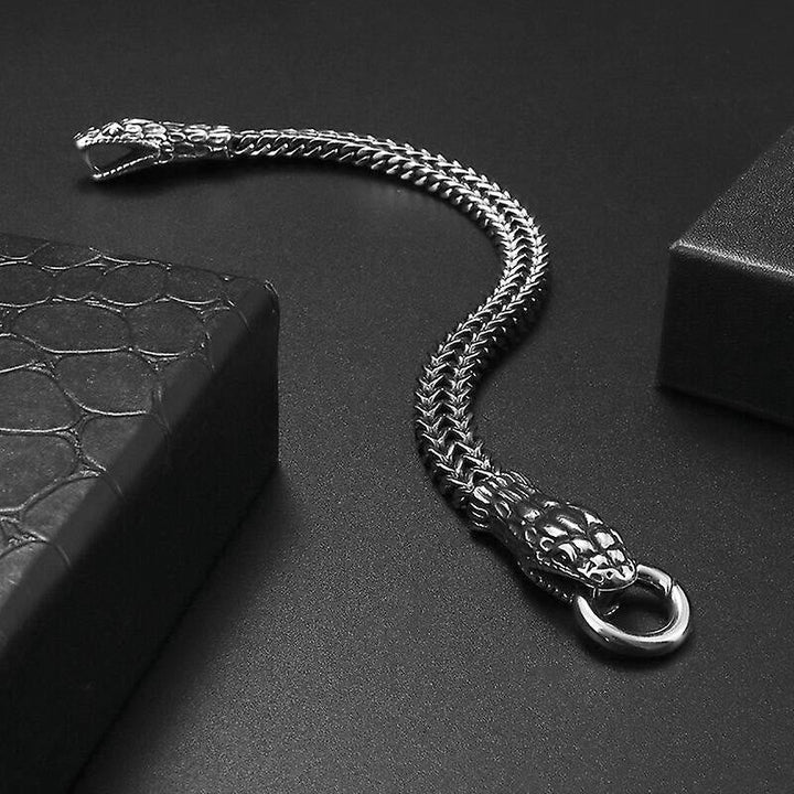 Double Snake Head Steel Bracelet