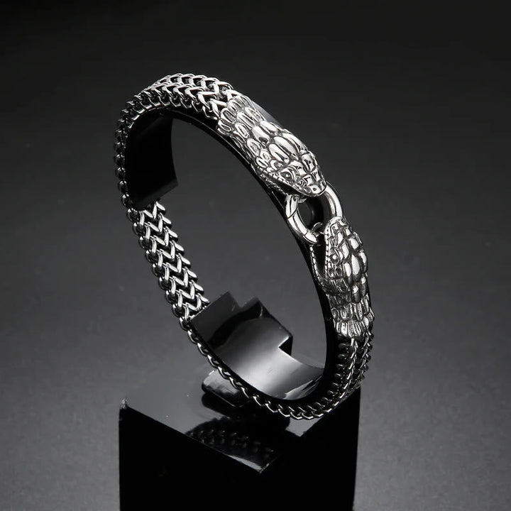 Double Snake Head Steel Bracelet