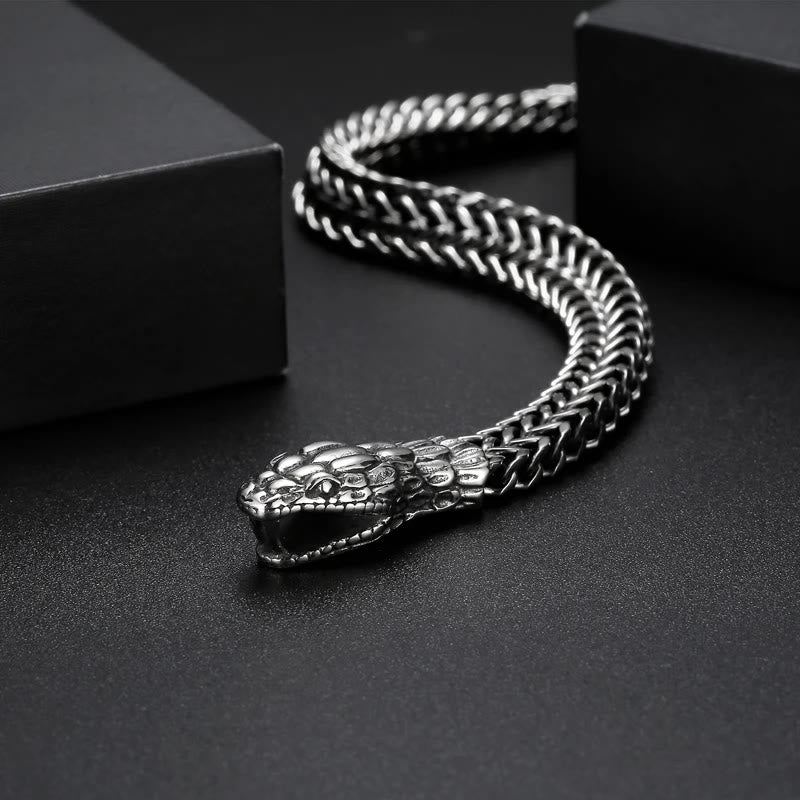 Double Snake Head Steel Bracelet