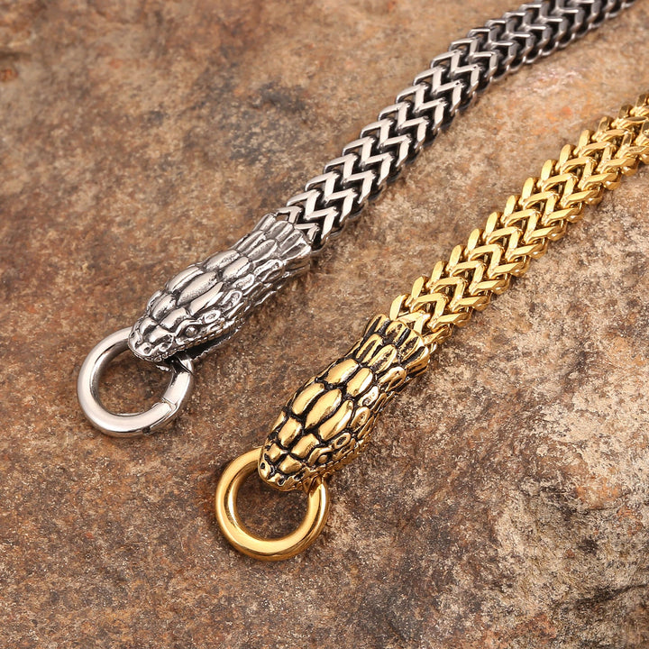 Double Snake Head Steel Bracelet