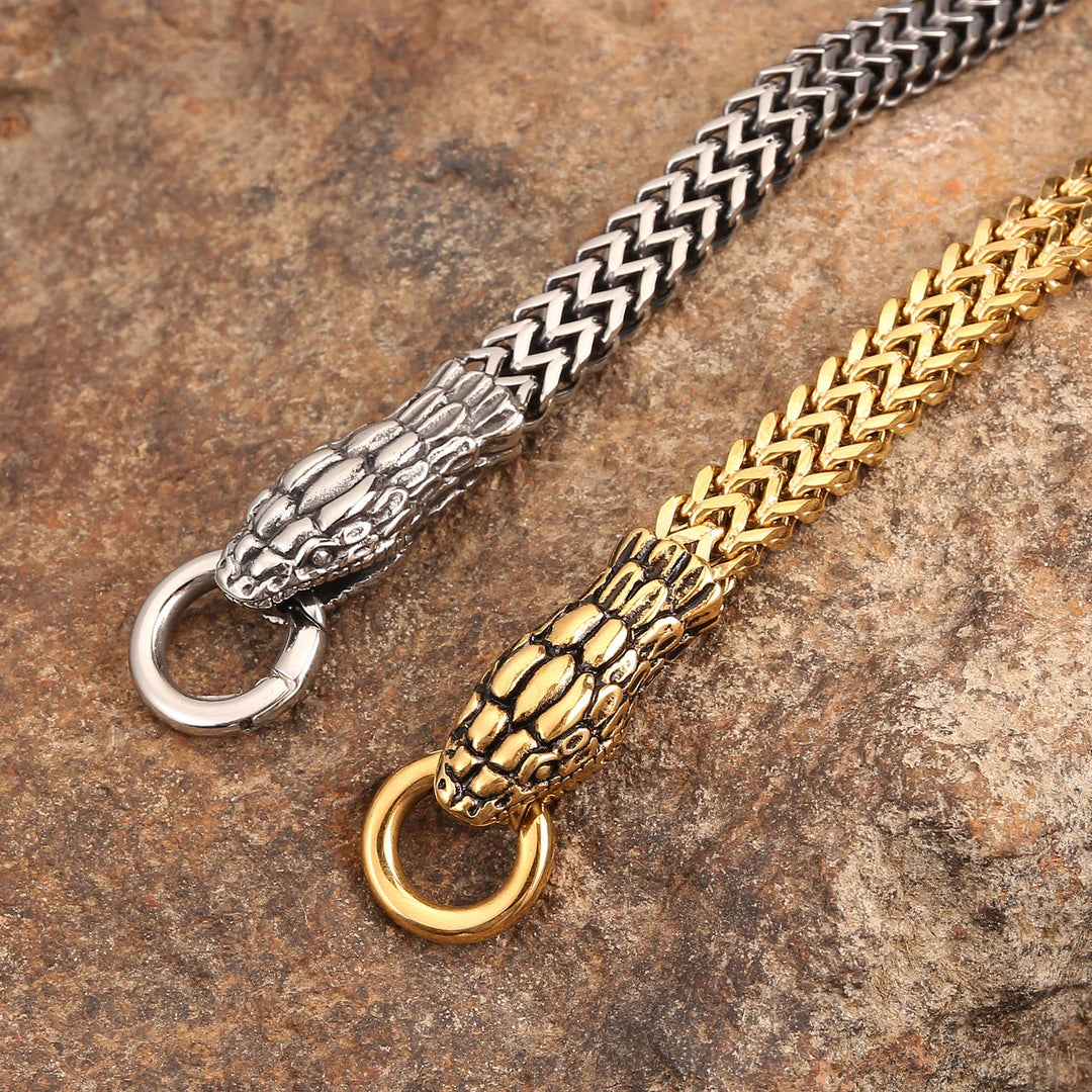 Double Snake Head Steel Bracelet