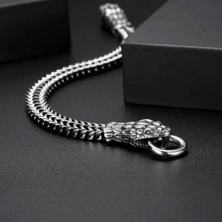 Double Snake Head Steel Bracelet