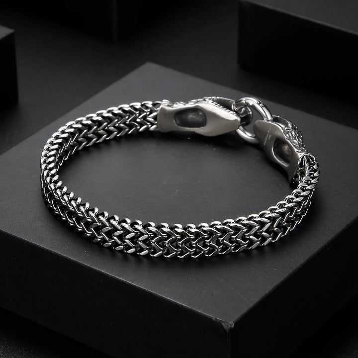 Double Snake Head Steel Bracelet