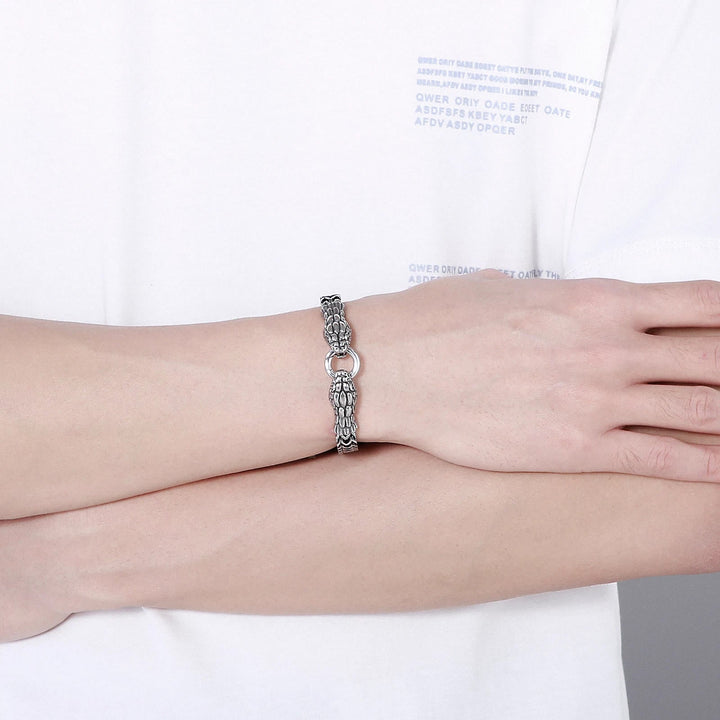 Double Snake Head Steel Bracelet