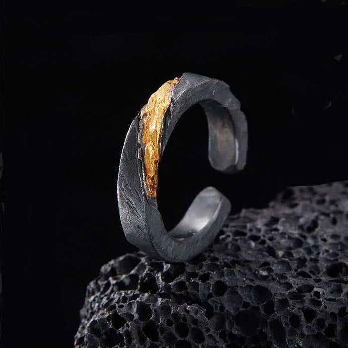 Flowing Fire Gold Inlay Adjustable Bracelet / Ring