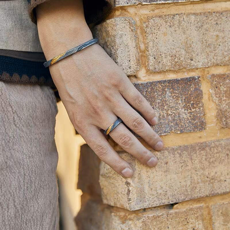 Flowing Fire Inlaid Adjustable Ring / Bracelet