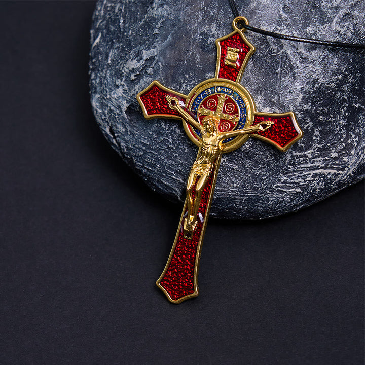Christianartworkshop Classic Style Red/Blue Crafted Crucifix Big Size Pendant Necklace(5 color)