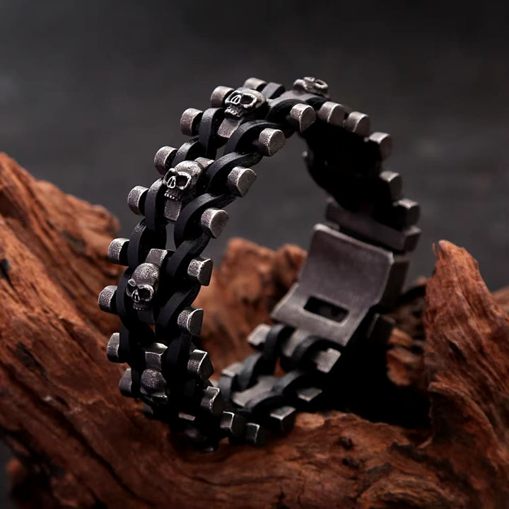 Skull Stainless Steel Leather Bracelet