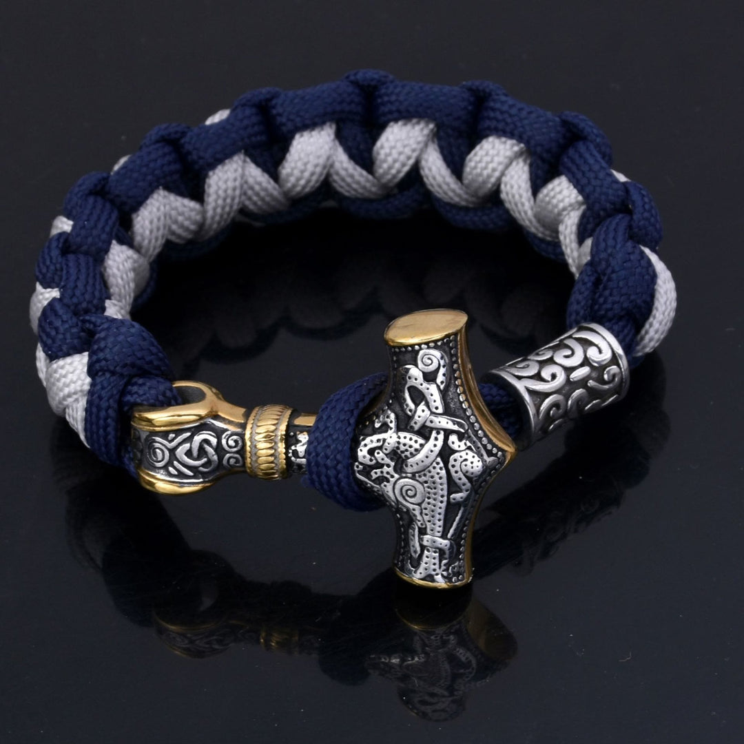 Viking Mjolnir Paracord Braided Bracelet