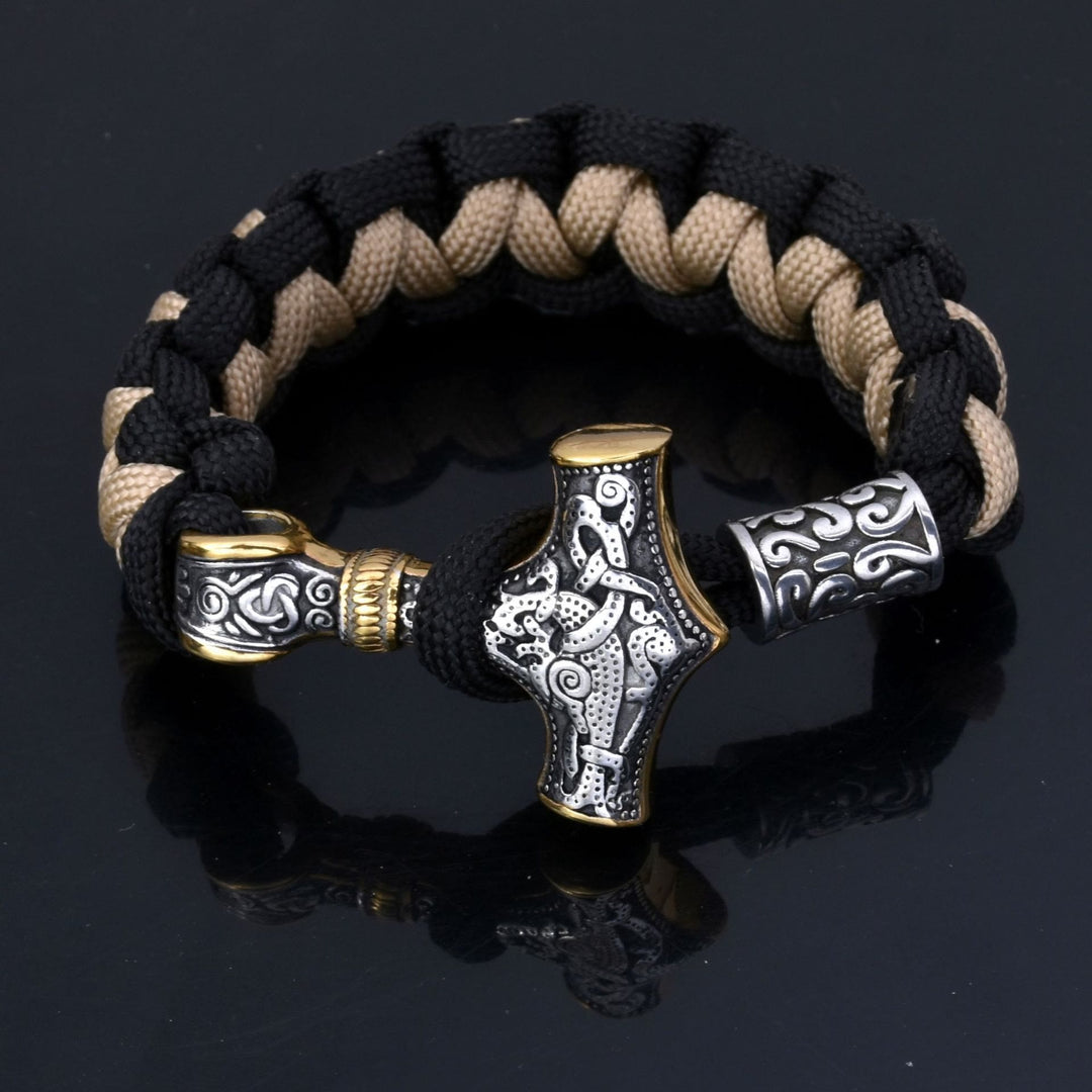 Viking Mjolnir Paracord Braided Bracelet