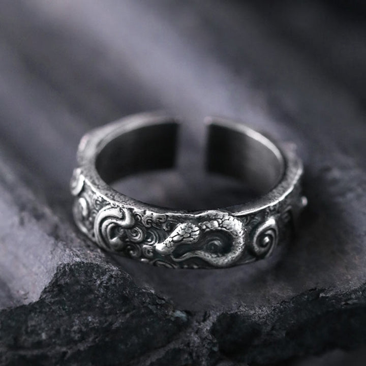 Handcrafted 925 Silver Retro Snake Ring