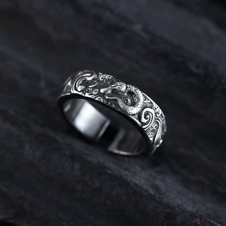 Handcrafted 925 Silver Retro Snake Ring