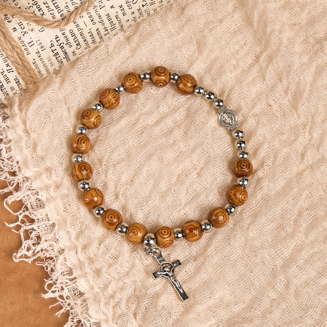 Christianartworkshop Jesus Icon Crucifix Rose Bracelet: Handmade Spiritual Jewelry with Exquisite Craftsmanship