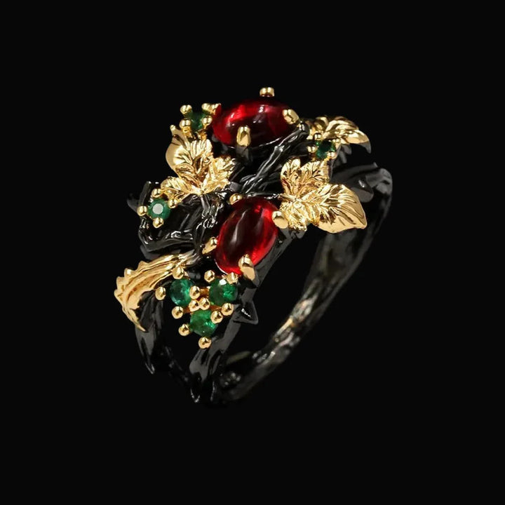 WorldNorse The Ruby Leaf Ring