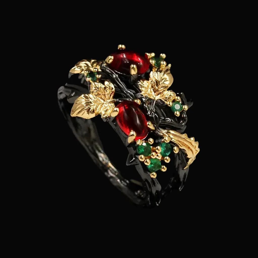 WorldNorse The Ruby Leaf Ring