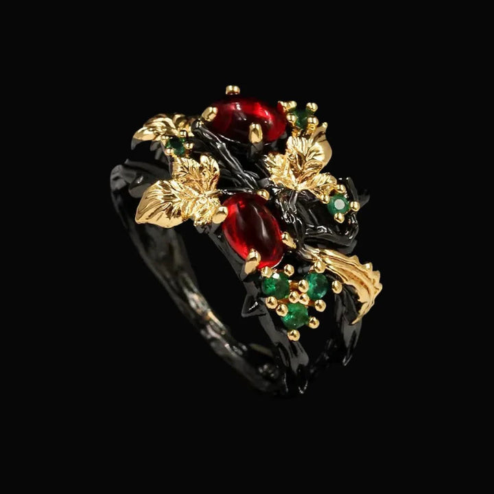WorldNorse The Ruby Leaf Ring