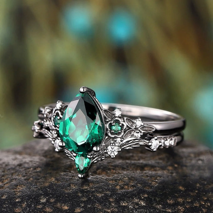 WorldNorse Nordic Floral Alexandrite Ring Set