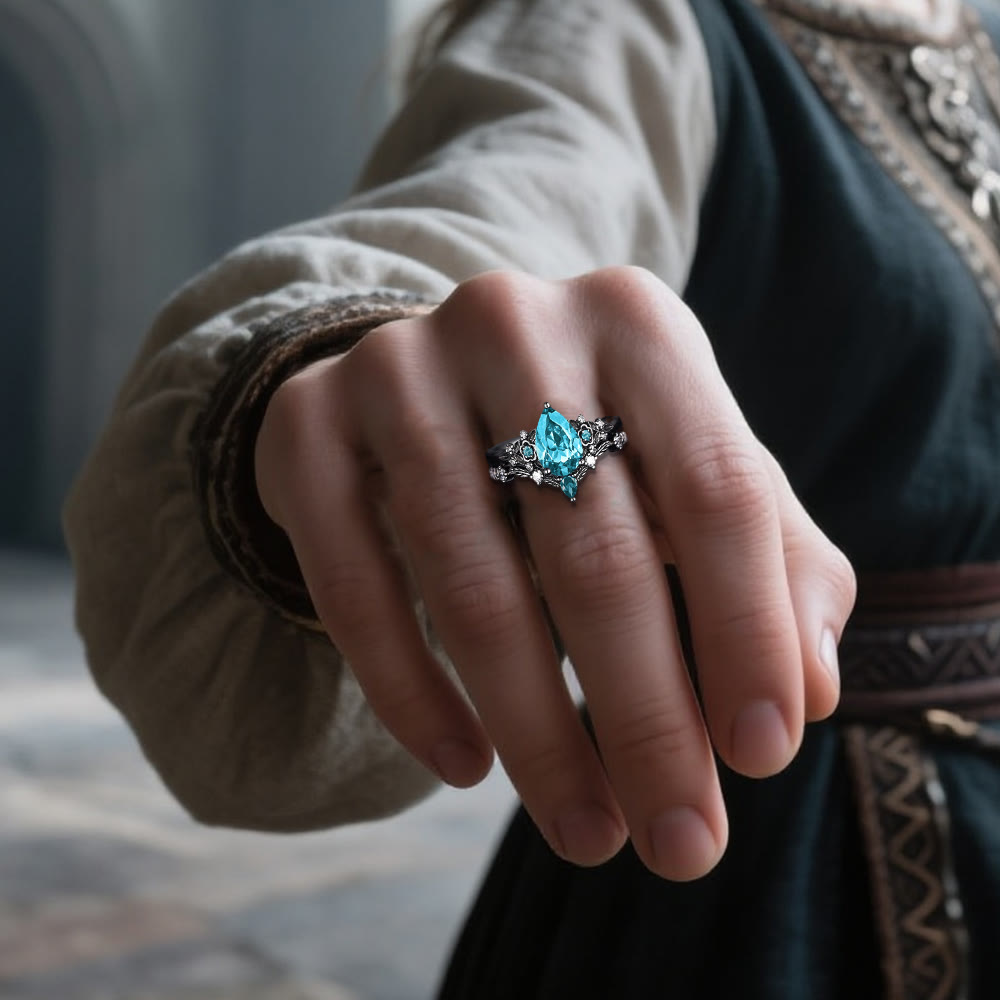 WorldNorse Nordic Floral Alexandrite Ring Set