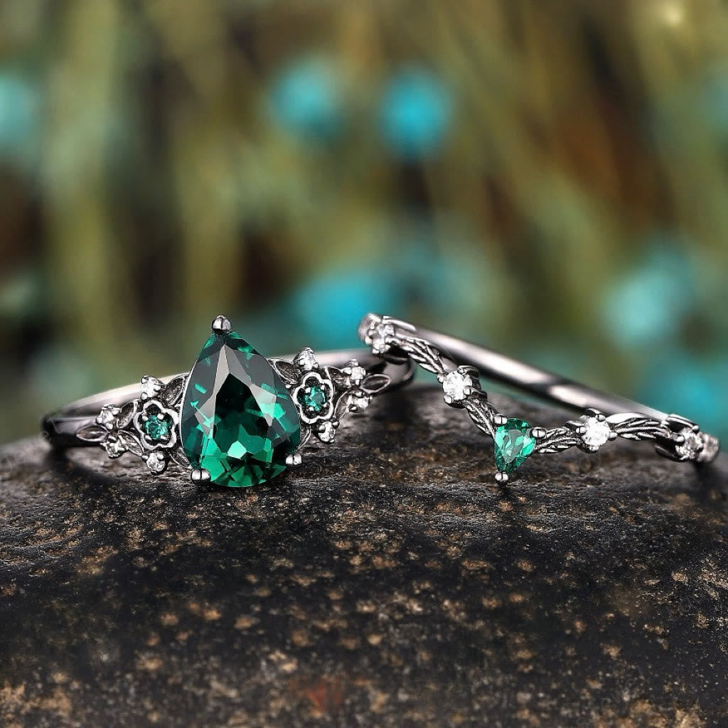WorldNorse Nordic Floral Alexandrite Ring Set