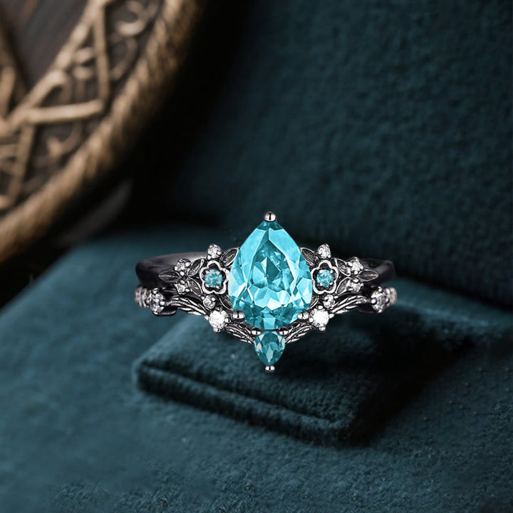 WorldNorse Nordic Floral Alexandrite Ring Set