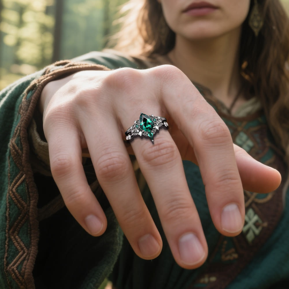 WorldNorse Nordic Floral Alexandrite Ring Set