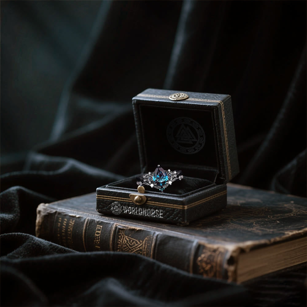 WorldNorse Nordic Floral Alexandrite Ring Set