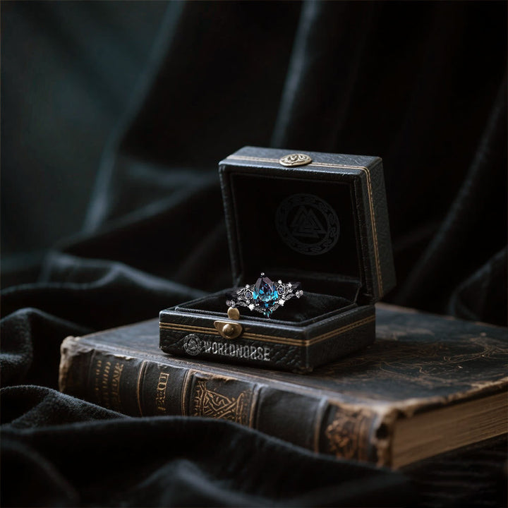 WorldNorse Nordic Floral Alexandrite Ring Set