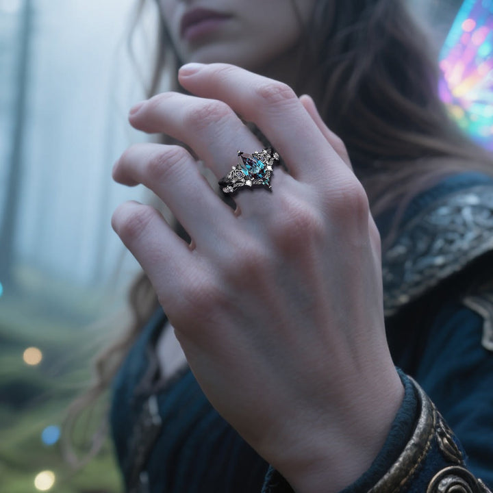 WorldNorse Nordic Floral Alexandrite Ring Set