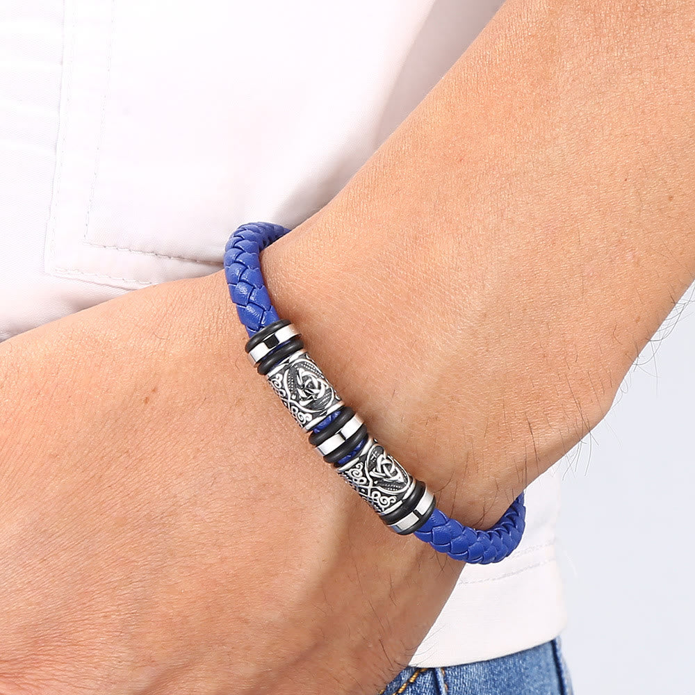 WorldNorse Vintage Celtic Knot Bead Leather Bracelet