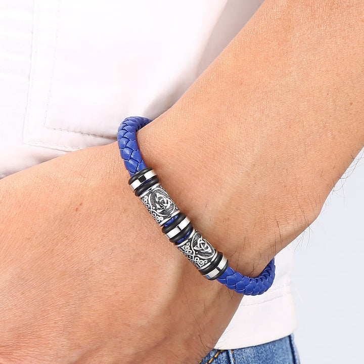 WorldNorse Vintage Celtic Knot Bead Leather Bracelet