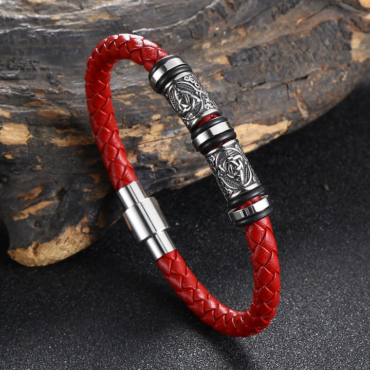 WorldNorse Vintage Celtic Knot Bead Leather Bracelet