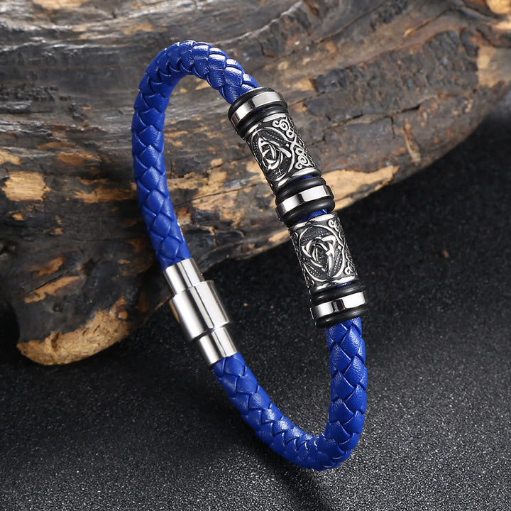 WorldNorse Vintage Celtic Knot Bead Leather Bracelet