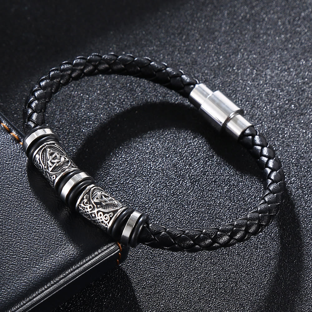 WorldNorse Vintage Celtic Knot Bead Leather Bracelet