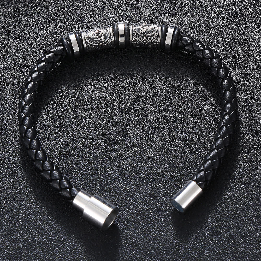WorldNorse Vintage Celtic Knot Bead Leather Bracelet