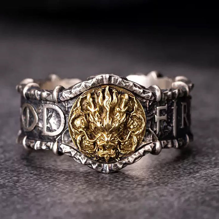Handcrafted 925 Silver Vintage Dragon Emblem Ring