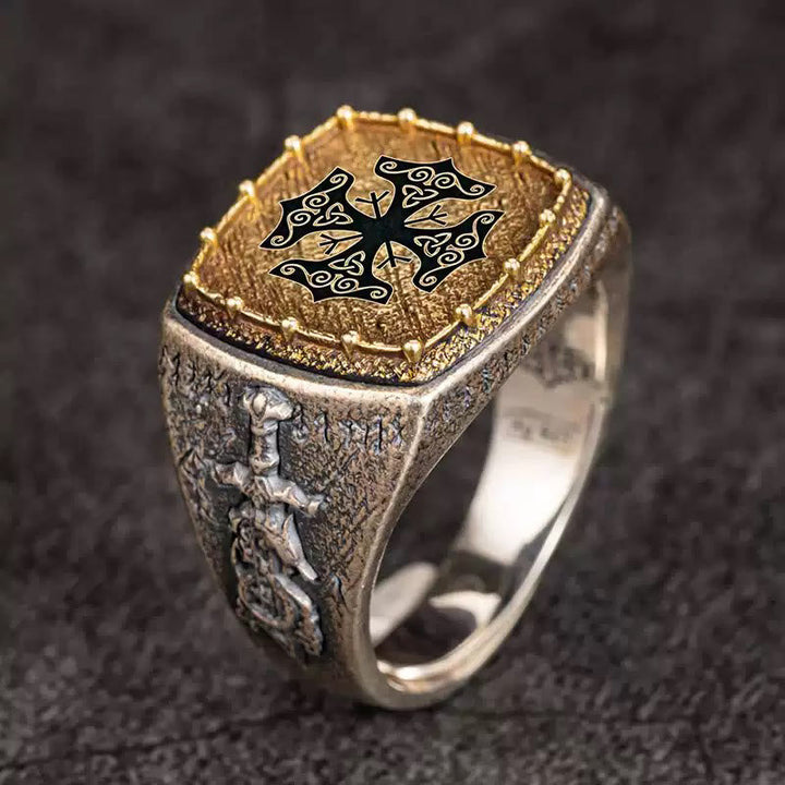Handcrafted 925 Silver Celtic Cross Mjolnir Ring