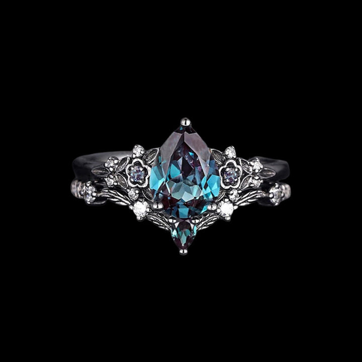 WorldNorse Nordic Floral Alexandrite Ring Set