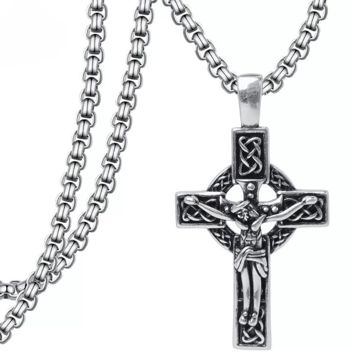 Christianartworkshop Eternal Faith Celtic Knot Crucifix Pendant Necklace: Christ on the Cross