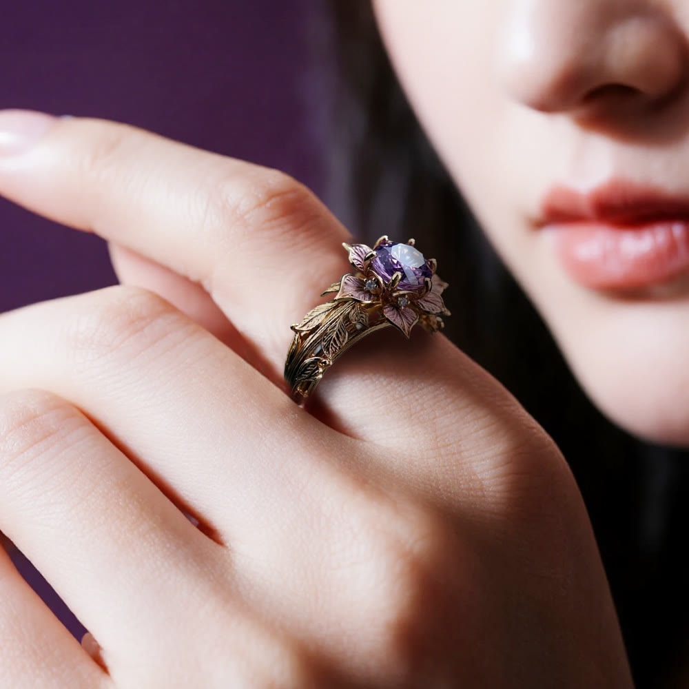 WorldNorse Twilight Bloom Amethyst Dual Tone Ring