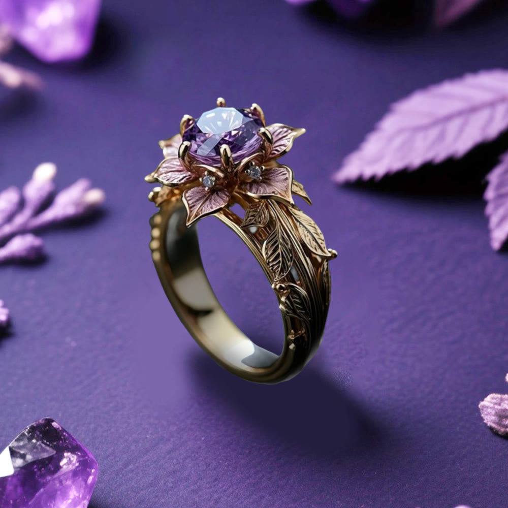 WorldNorse Twilight Bloom Amethyst Dual Tone Ring