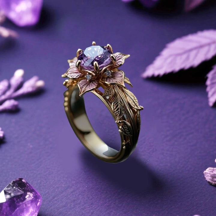 WorldNorse Twilight Bloom Amethyst Dual Tone Ring