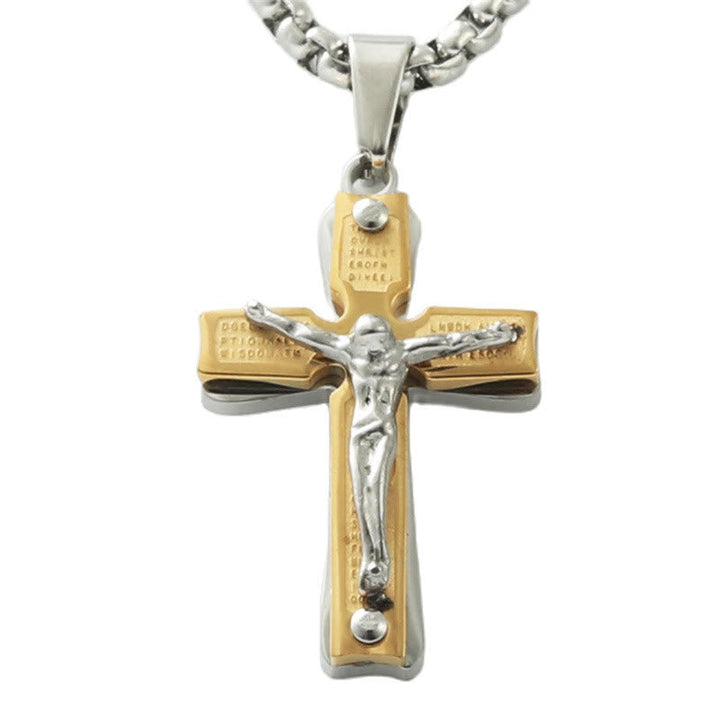 Christianartworkshop Dual - Tone Metal Crucifix Necklace with Jesus Figure: Faith & Art Fusion