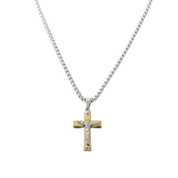 Christianartworkshop Dual - Tone Metal Crucifix Necklace with Jesus Figure: Faith & Art Fusion