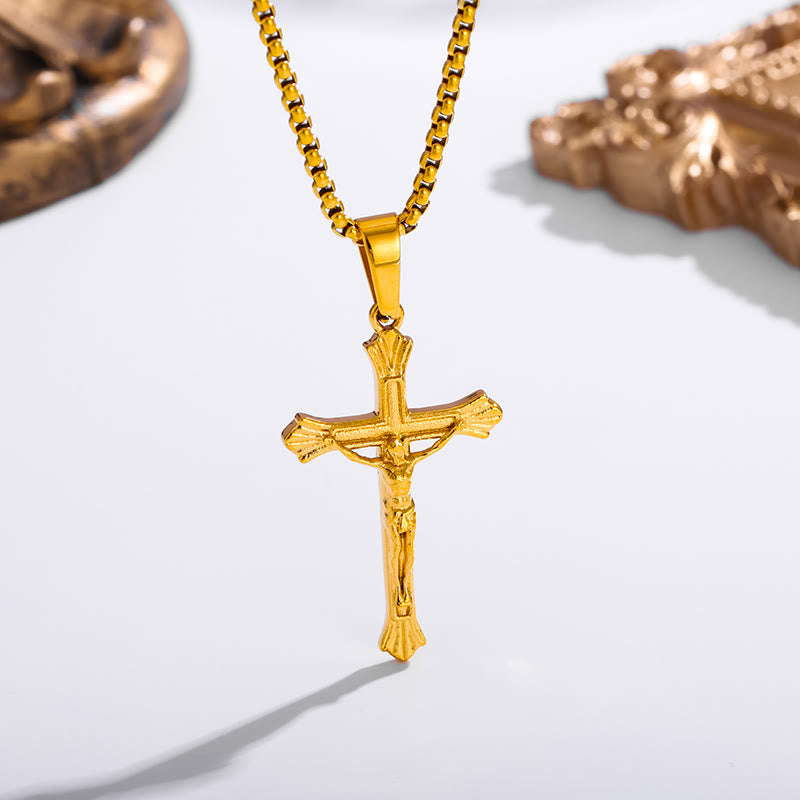 Christianartworkshop Tri - Color Jesus Crucifix Necklace: A Fusion of Faith and Stylish Hues
